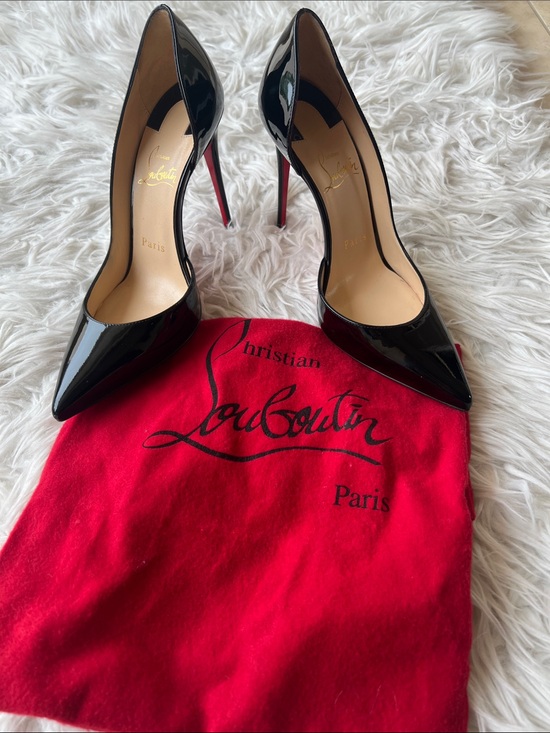 Christian Louboutin Shoes - Christian Louboutin Black Patent Leather Pointed Stiletto Pumps with Red Sole